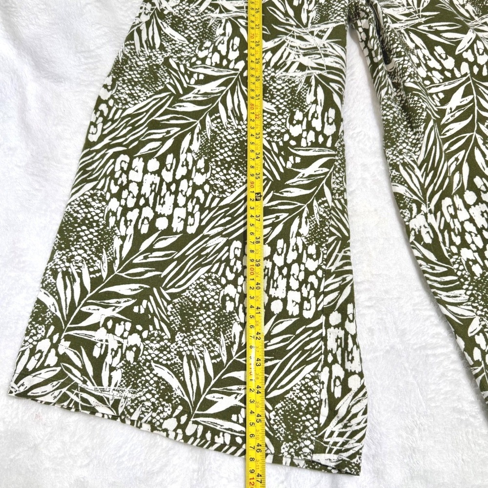 Nicole Miller NY Olive Green Tropical Palm Print Linen Jumpsuit XS Wide Leg - Picture 8 of 12